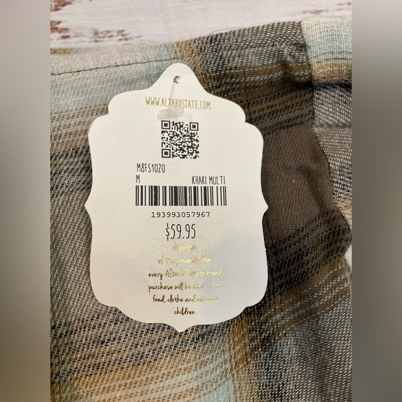 Altar’d State Plaid Wrap Mini Skirt with Tie Khaki M - Picture 3 of 13